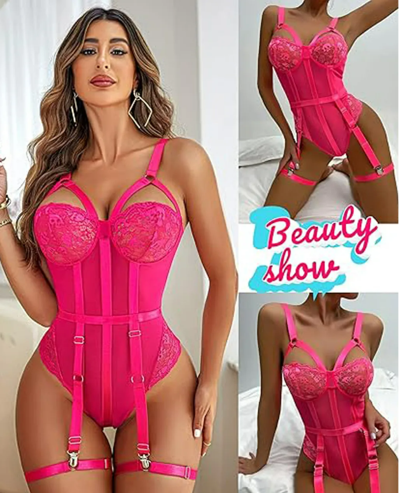 Pink Obsession Garter Set & Bodysuit